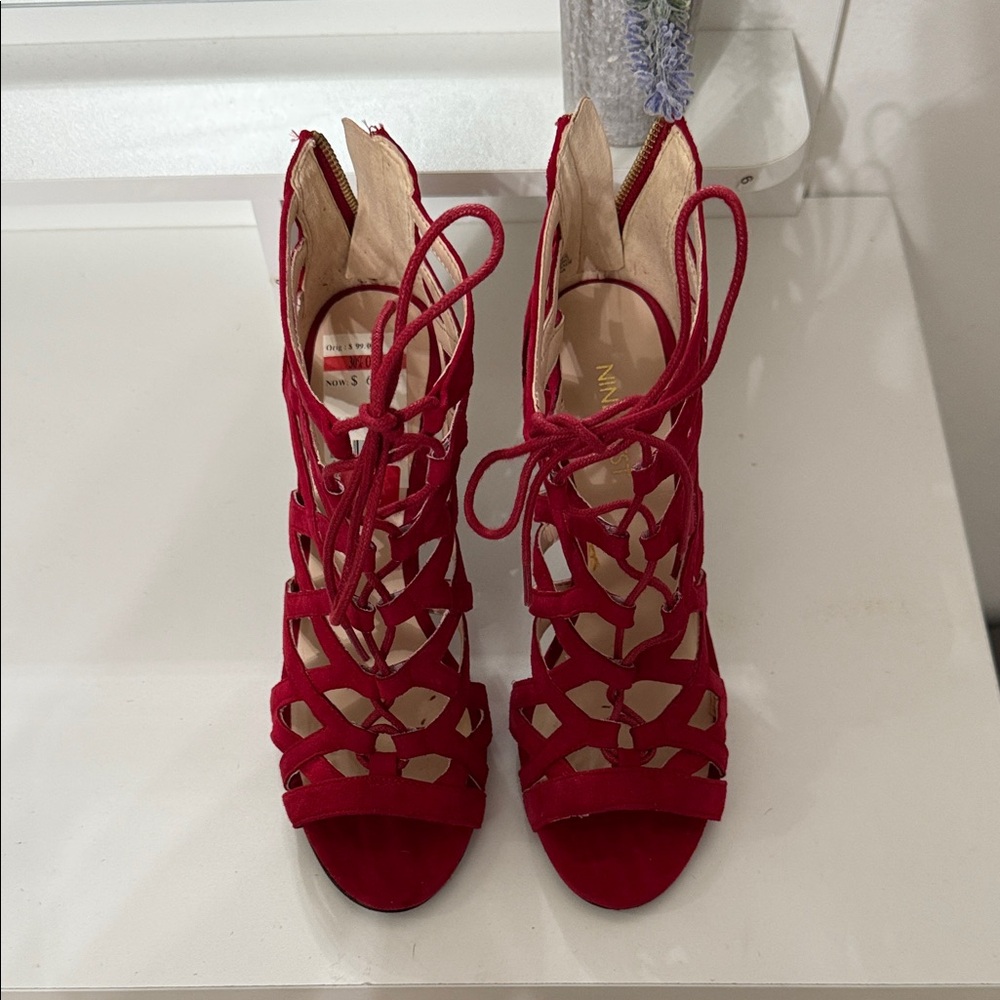 Nine West Red Lace-Up Heels